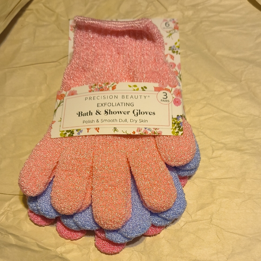 Package Of 3 Pairs Of Exfoliating Bath Gloves